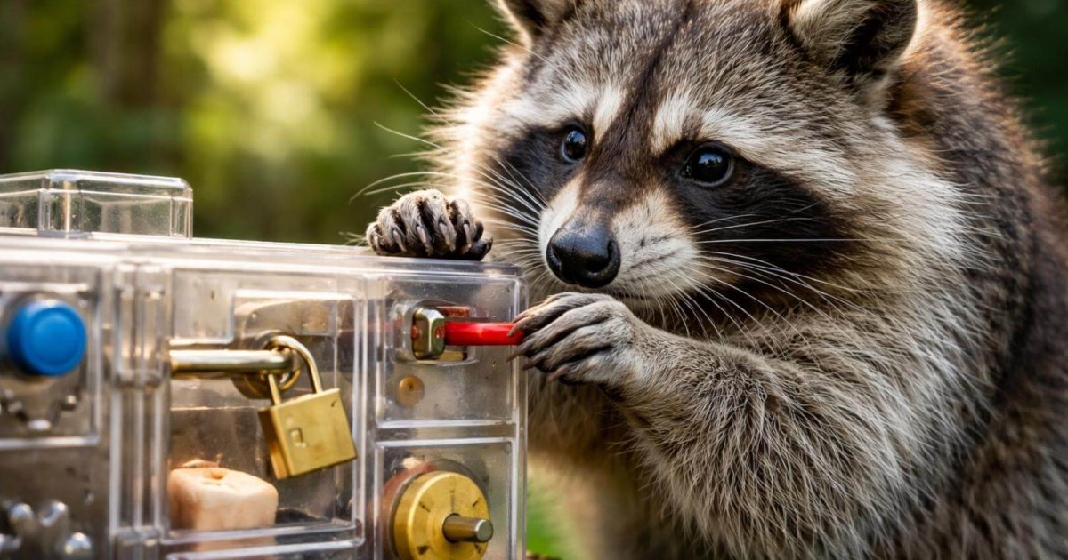 los mapaches siguen resolviendo puzzles por curiosidad incluso cuando ya no hay comida